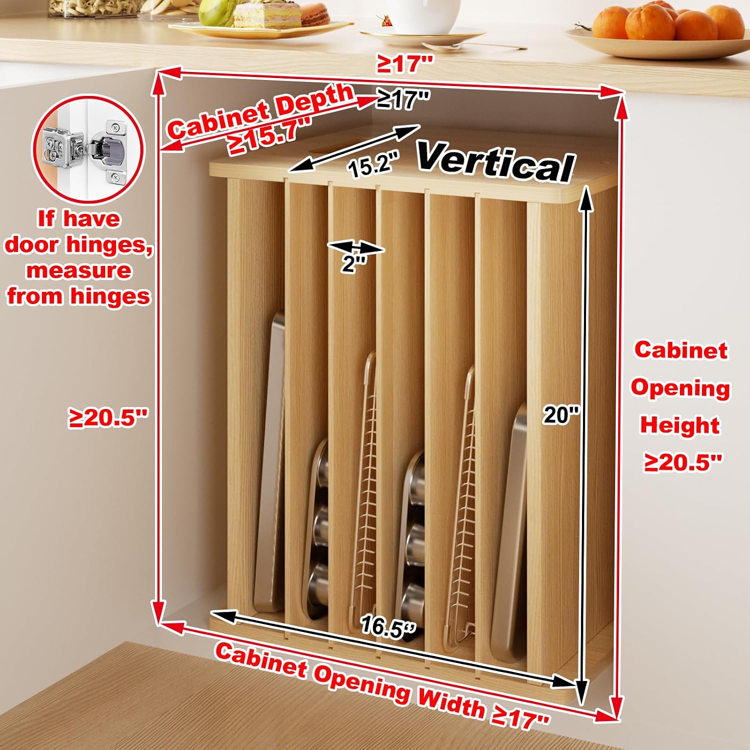 Wooden Bakeware Tray Divider O - огляд і ціна Kitchen Cabinet Baking Sheet Organizer