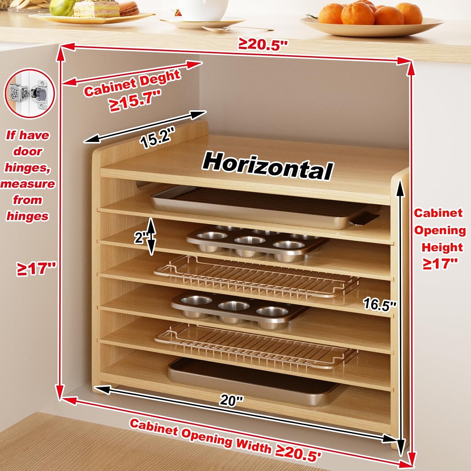 Wooden Bakeware Tray Divider O - огляд і ціна Kitchen Cabinet Baking Sheet Organizer
