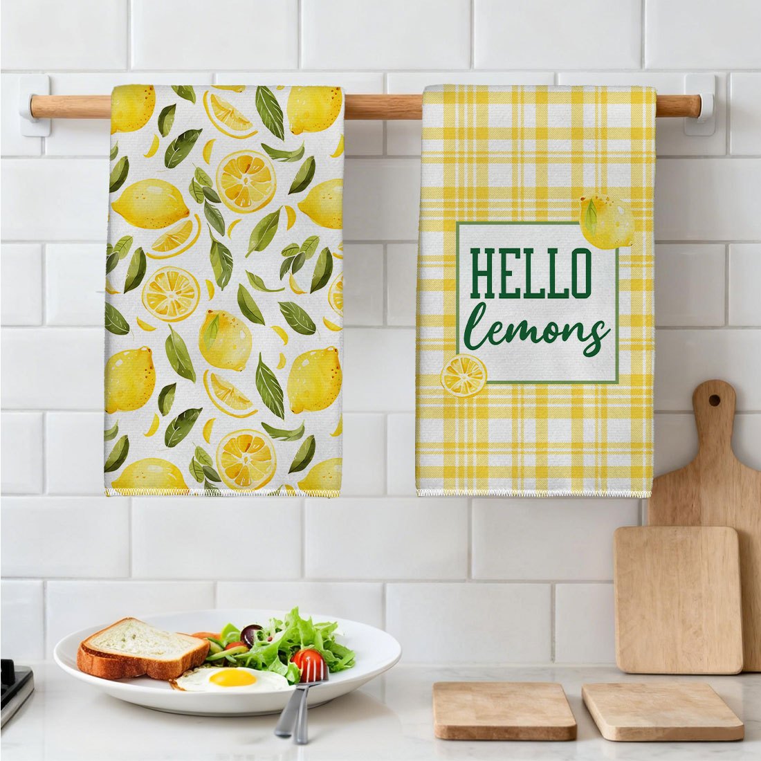 2Pcs, Yellow and White Checker - огляд і ціна Kitchen Baking Necessities
